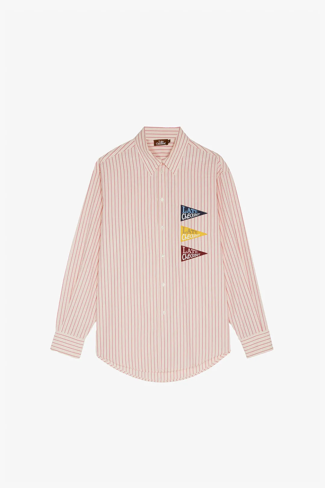 White/Pink Striped Flag Western Shirt sold by Late Checkout
