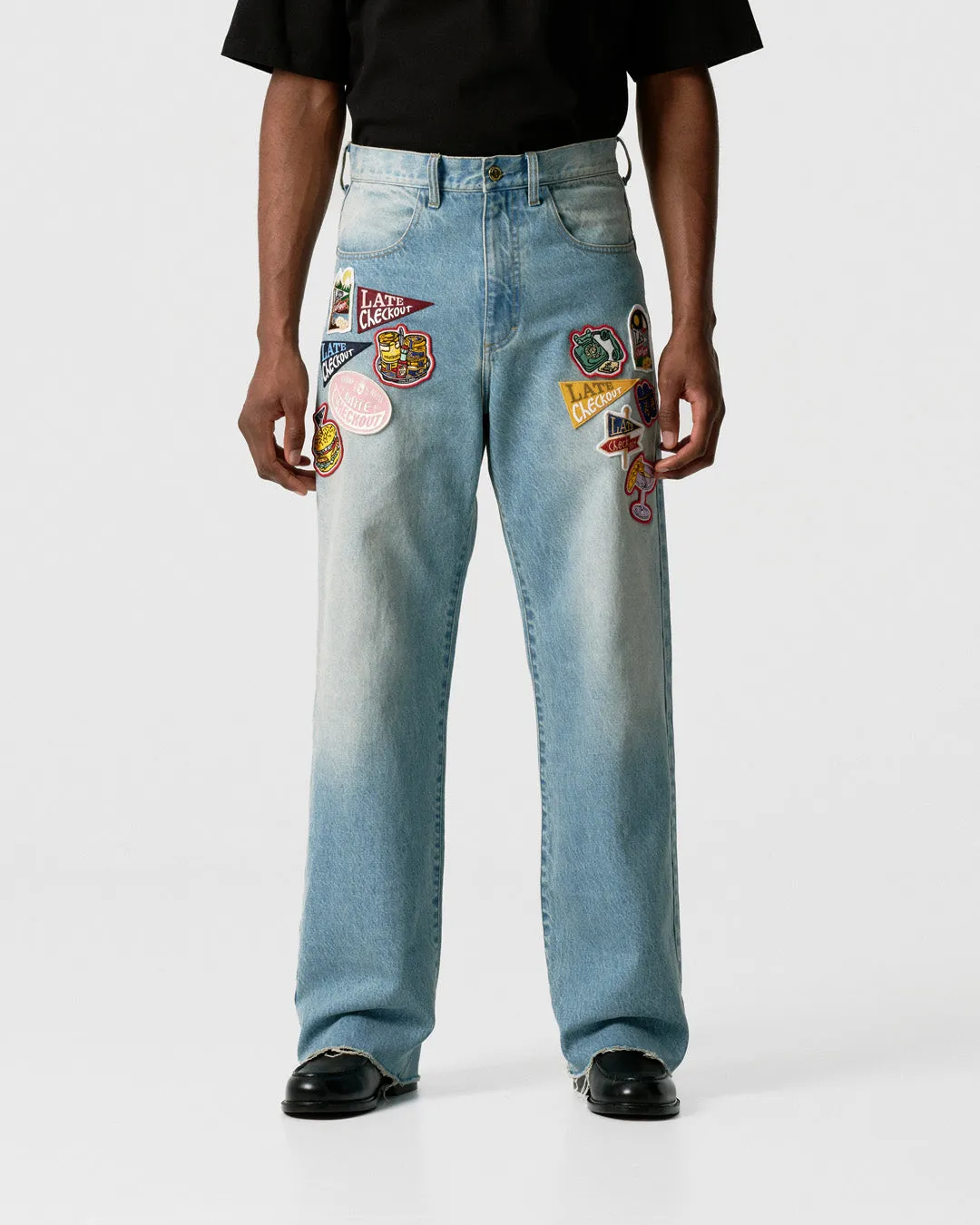 Light Blue Raw Edge Patched Jeans sold by Late Checkout product image thumbnail 5