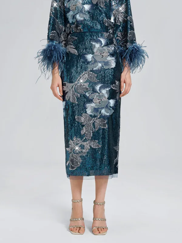 Sequin Embroidered Floral Skirt sold by Rich Radi Q's