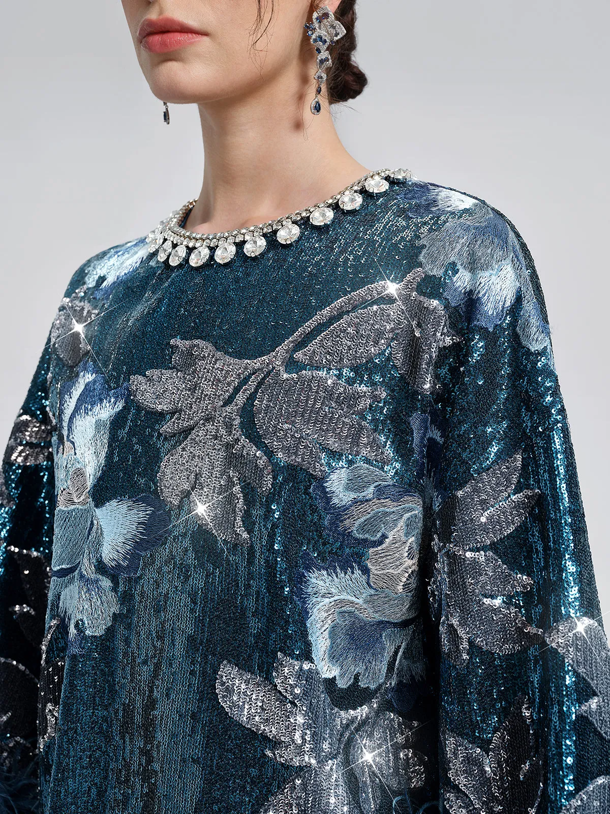Sequin Embroidered Feather-Trim Top sold by Rich Radi Q's product image thumbnail 3