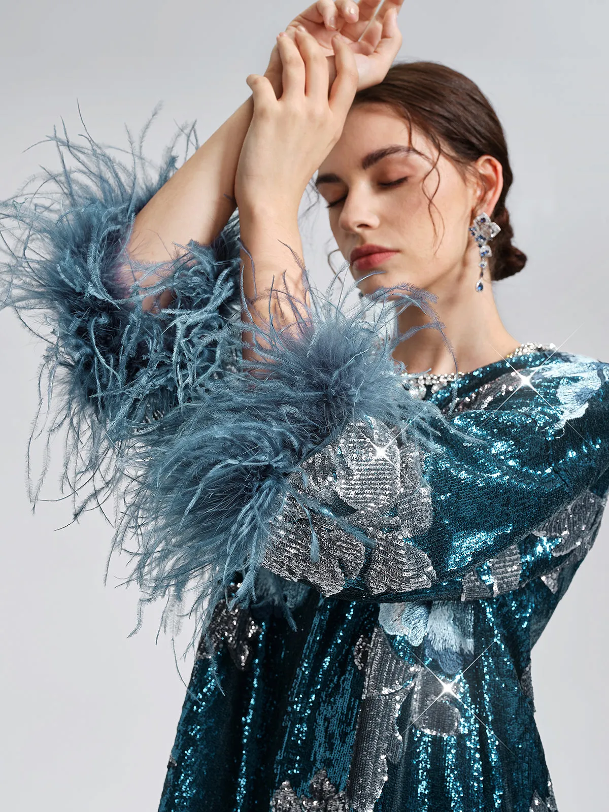 Sequin Embroidered Feather-Trim Top sold by Rich Radi Q's product image thumbnail 2