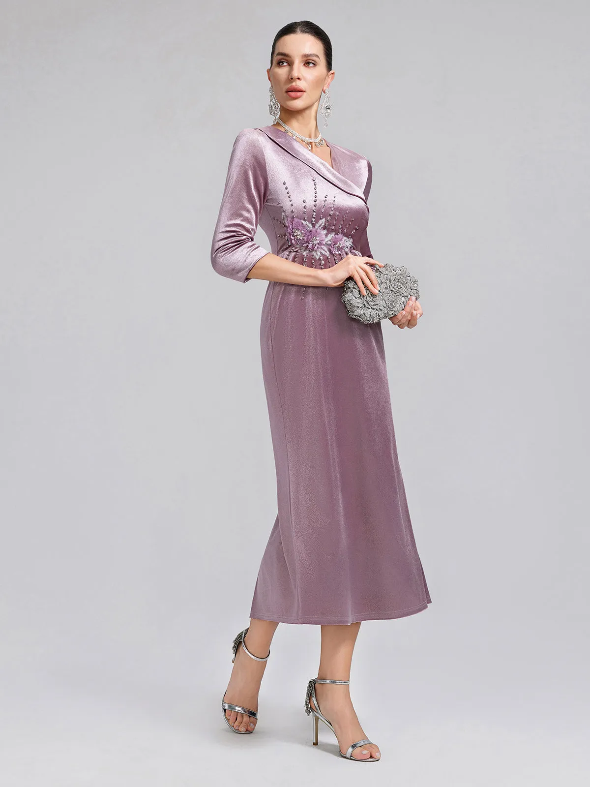 Velvet Hand-Embroidered Beaded Mermaid Dress sold by Rich Radi Q's product image thumbnail 3