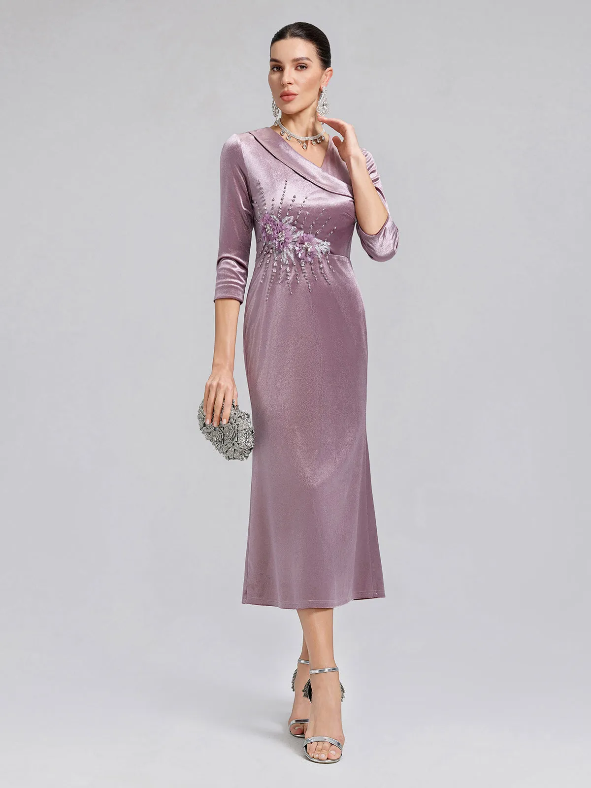 Velvet Hand-Embroidered Beaded Mermaid Dress sold by Rich Radi Q's product image thumbnail 4