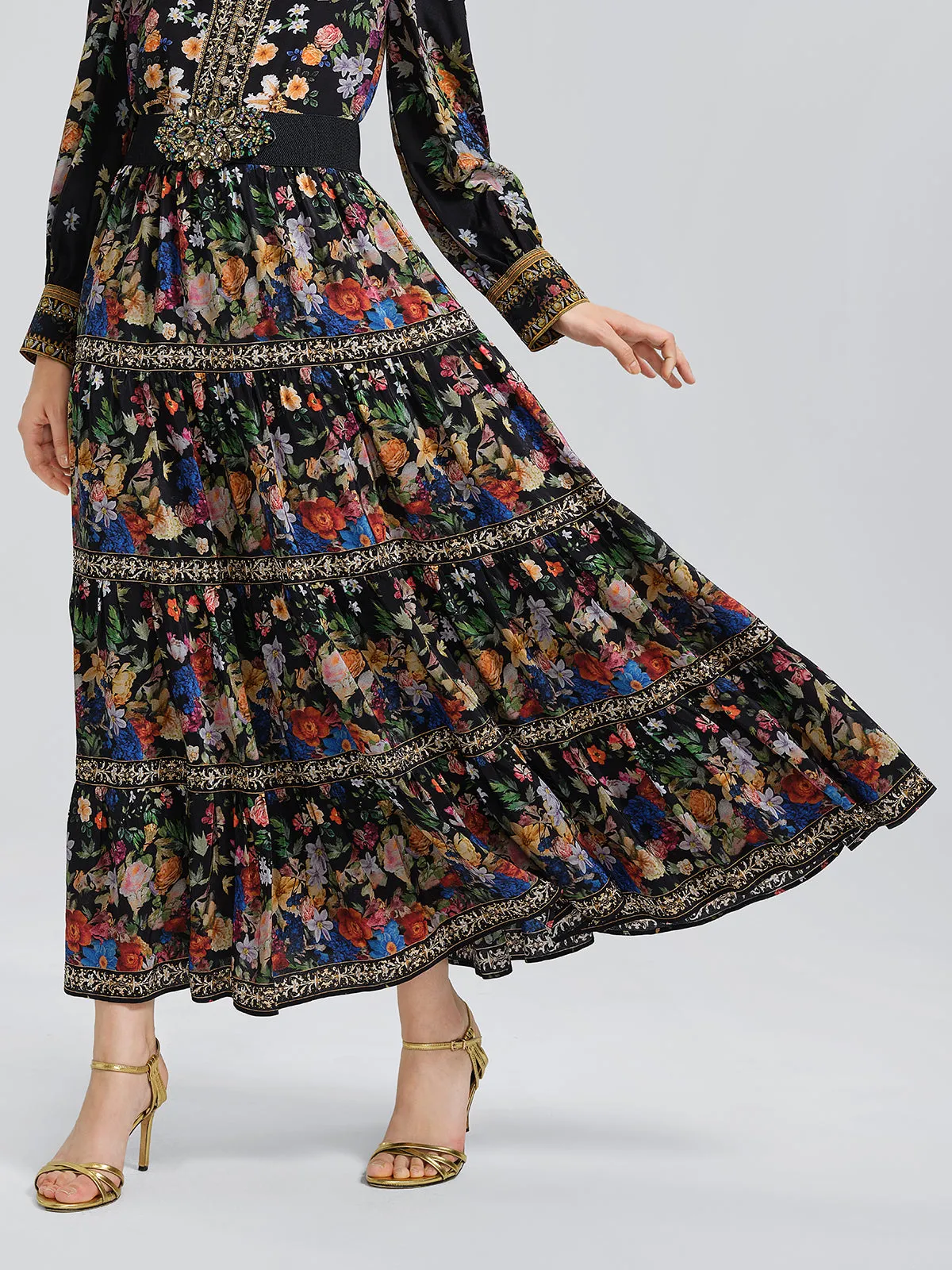 100% Silk Printed Rhinestone Skirt sold by Rich Radi Q's product image thumbnail 3