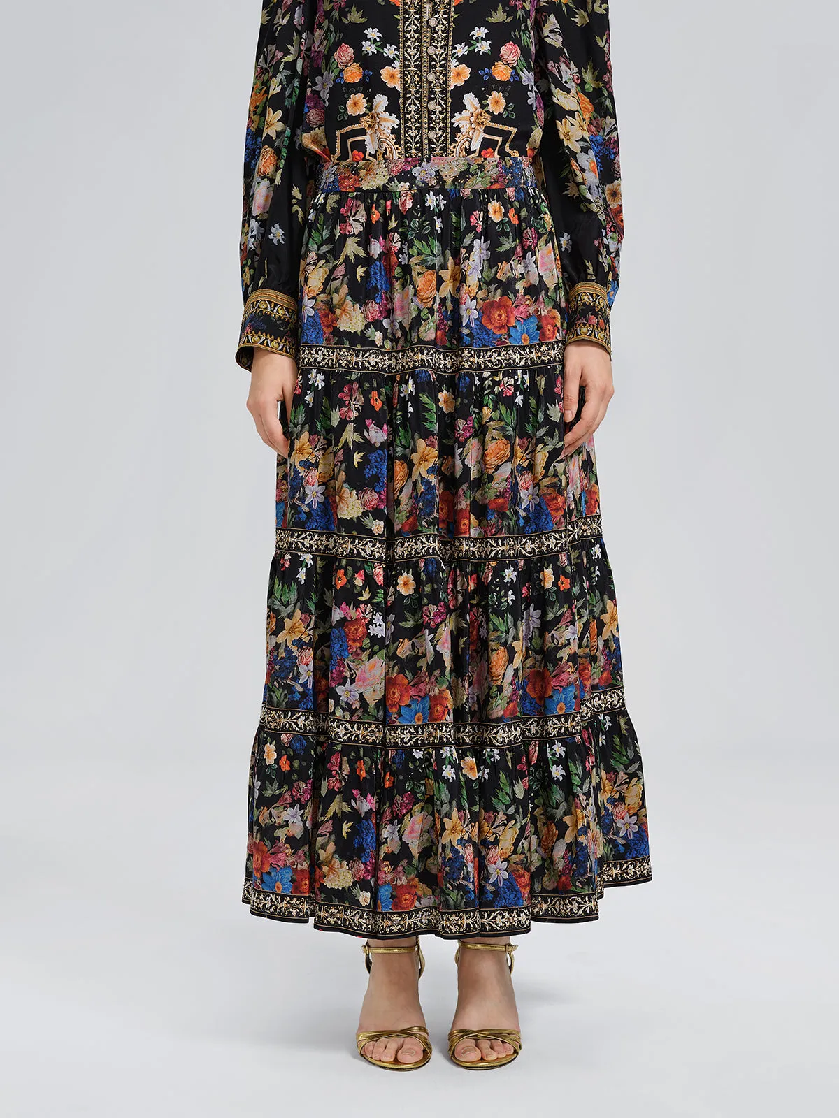 100% Silk Printed Rhinestone Skirt sold by Rich Radi Q's