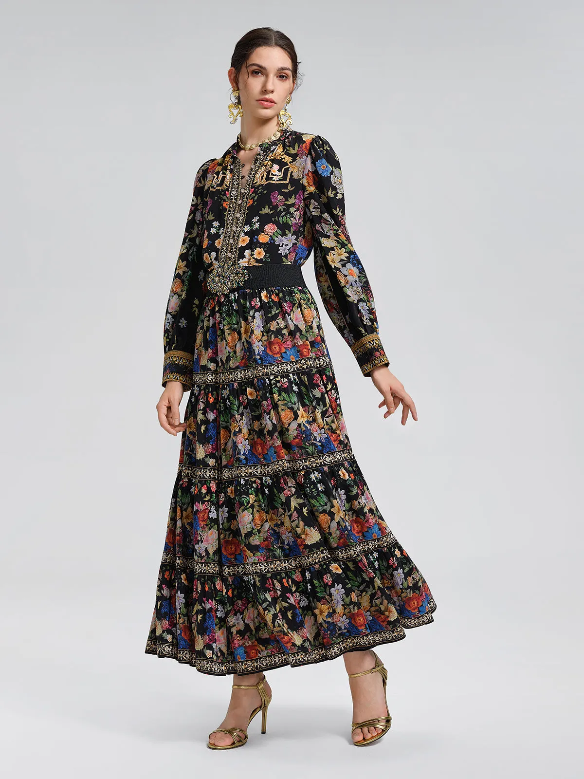 100% Silk Printed Rhinestone Skirt sold by Rich Radi Q's product image thumbnail 4