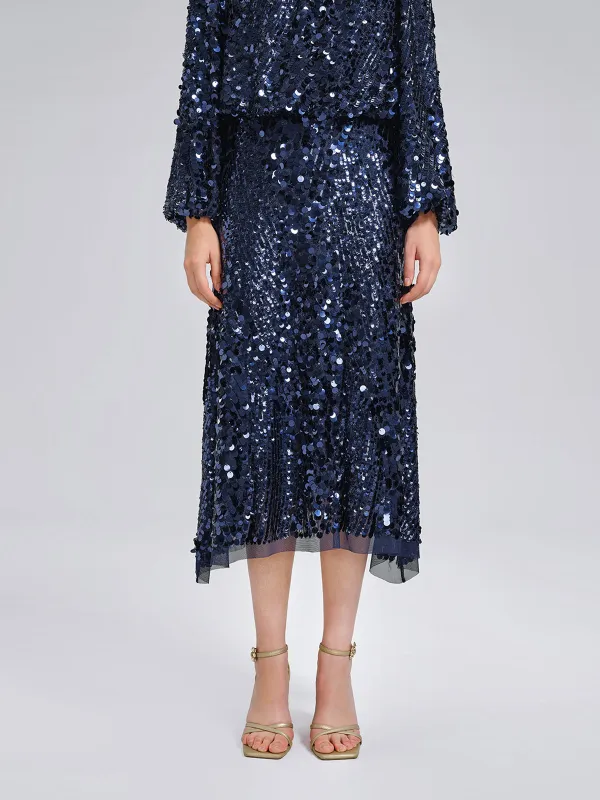 Fish-Scale Sequin Elastic-Waist Skirt sold by Rich Radi Q's