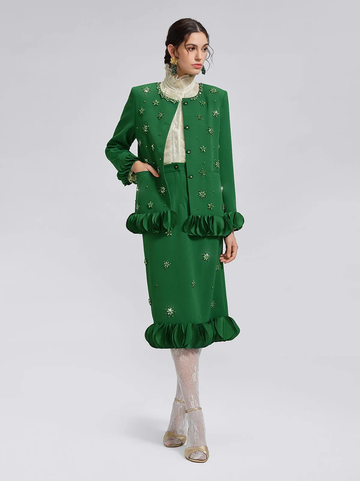 Hand-Beaded Floral Trim Jacket sold by Rich Radi Q's product image thumbnail 2