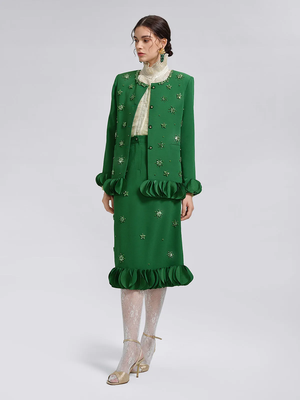 Hand-Beaded Floral Trim Jacket sold by Rich Radi Q's product image thumbnail 4