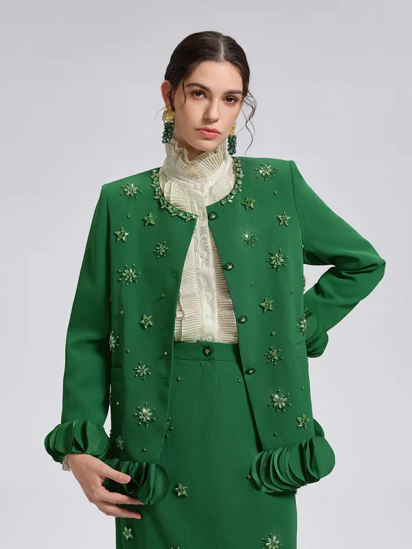 Hand-Beaded Floral Trim Jacket sold by Rich Radi Q's