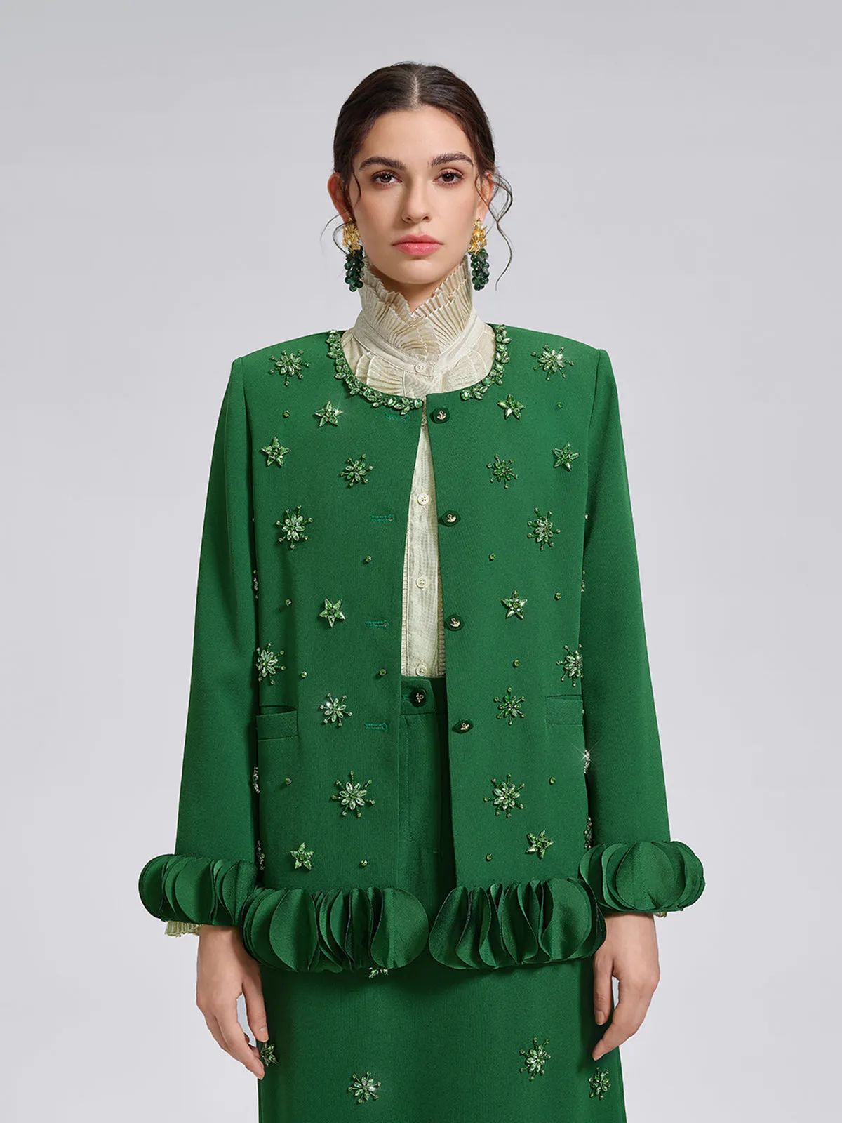 Hand-Beaded Floral Trim Jacket sold by Rich Radi Q's product image thumbnail 3