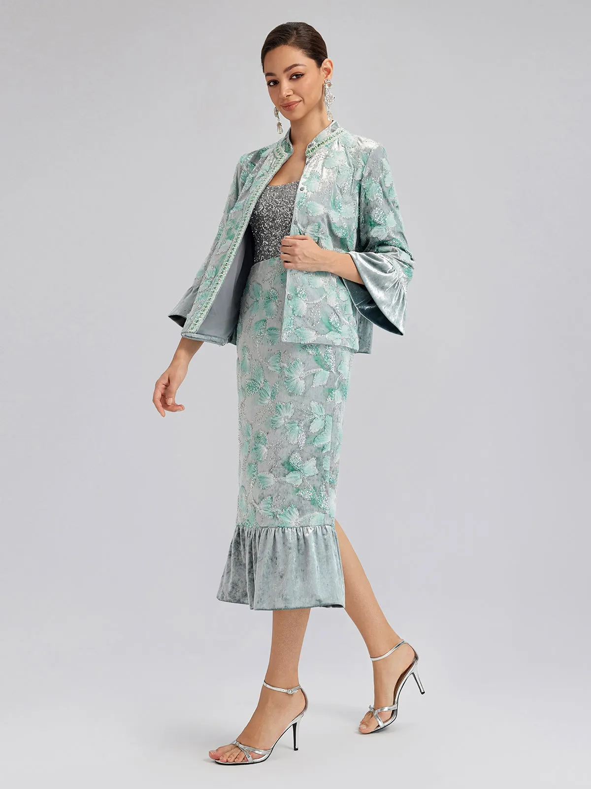 Beaded Floral Embroidered Velvet Stand Collar Jacket sold by Rich Radi Q's product image thumbnail 5