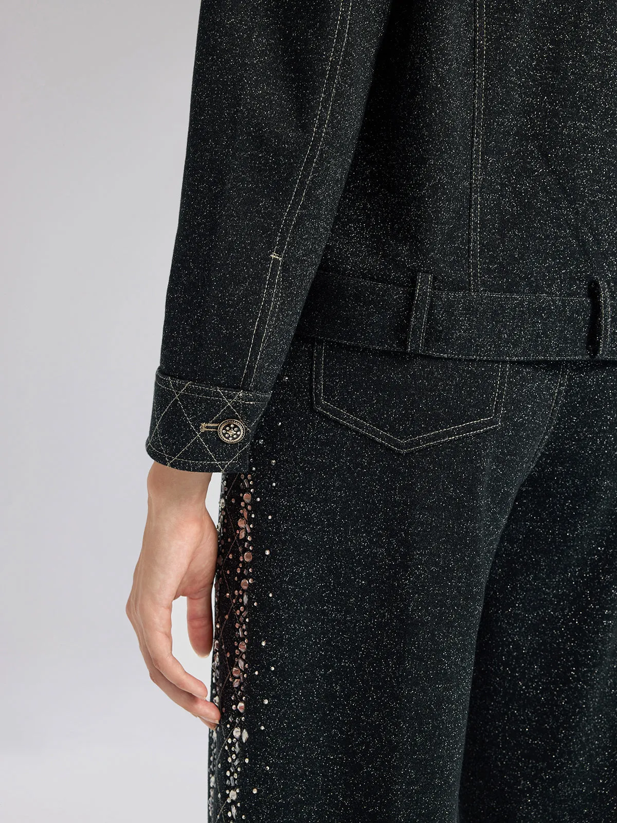 Handcrafted Rhinestone Gradient Knit Straight Pants sold by Rich Radi Q's product image thumbnail 3