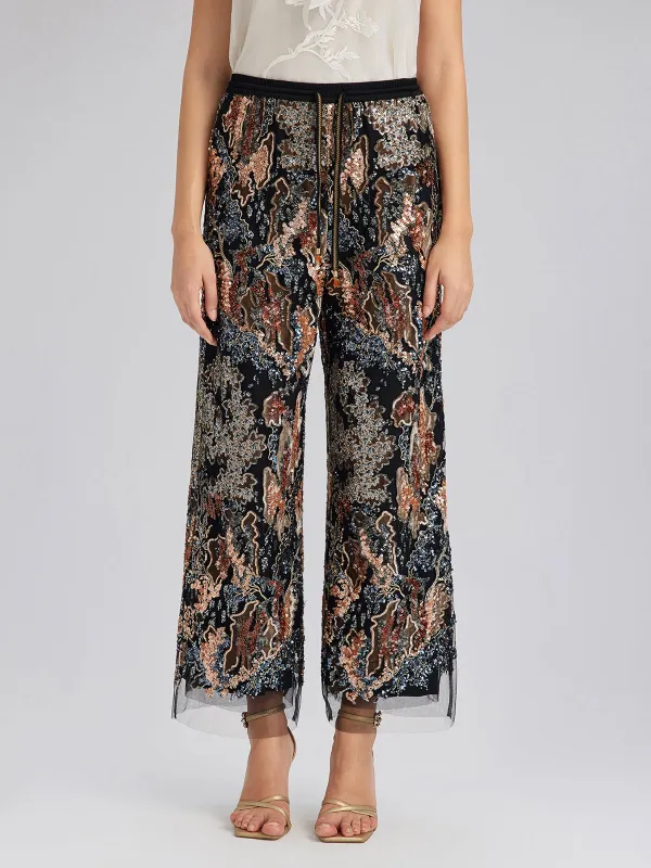 Sequin Vine Embroidered Straight Pants sold by Rich Radi Q's