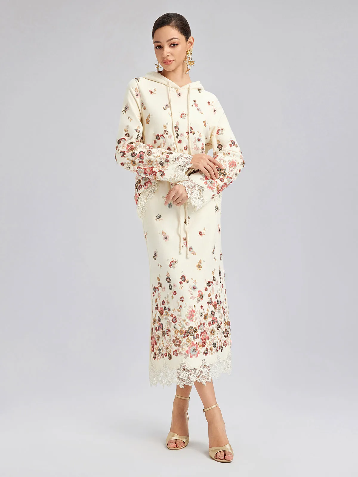 Floral Sequin Embroidered Knit Skirt sold by Rich Radi Q's product image thumbnail 3