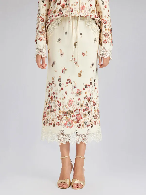Floral Sequin Embroidered Knit Skirt sold by Rich Radi Q's