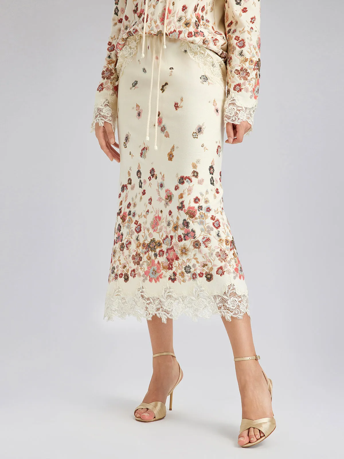 Floral Sequin Embroidered Knit Skirt sold by Rich Radi Q's product image thumbnail 4