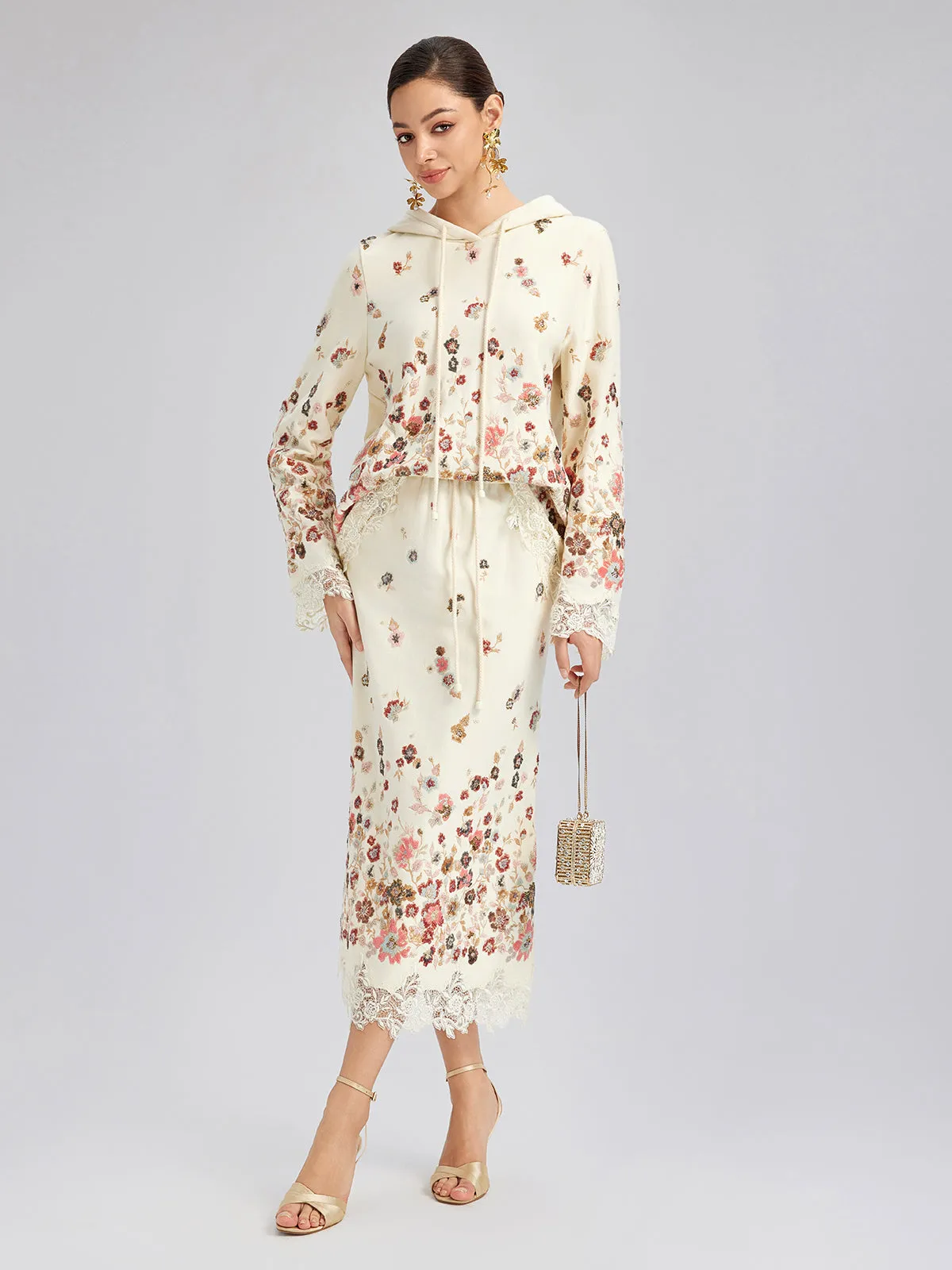 Floral Sequin Embroidered Knit Skirt sold by Rich Radi Q's product image thumbnail 2