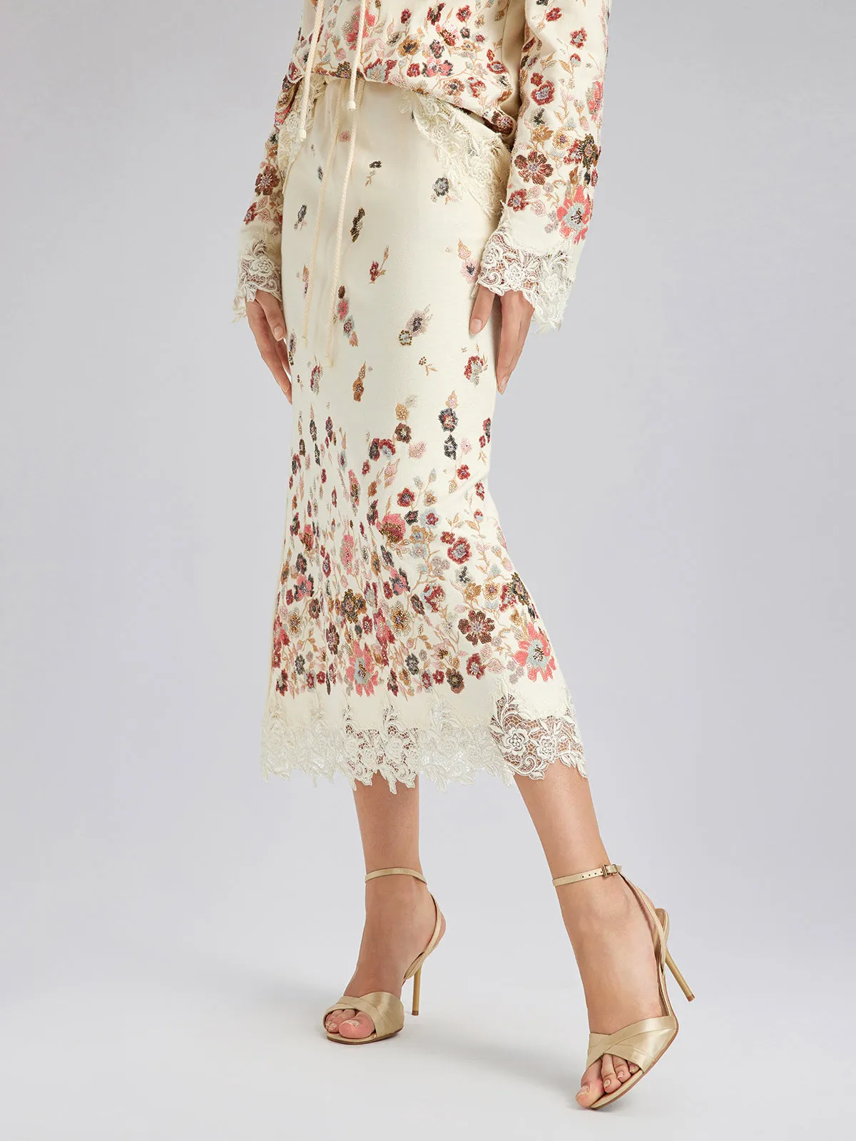 Floral Sequin Embroidered Knit Skirt sold by Rich Radi Q's product image thumbnail 5