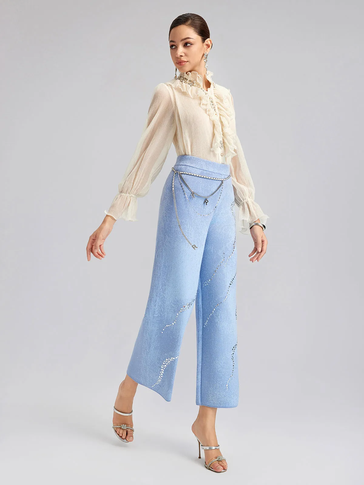 Wool Rhinestone-Embellished Jacquard Stretch Pants sold by Rich Radi Q's product image thumbnail 3