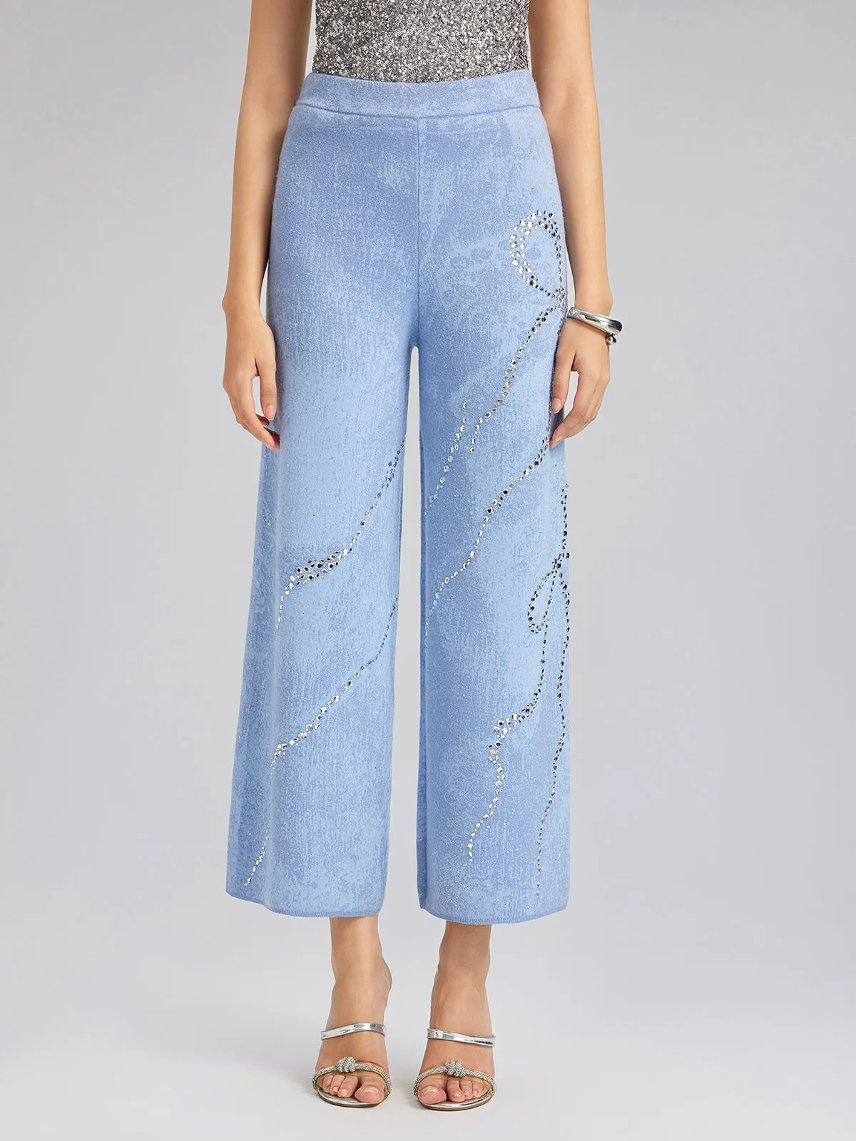 Wool Rhinestone-Embellished Jacquard Stretch Pants sold by Rich Radi Q's