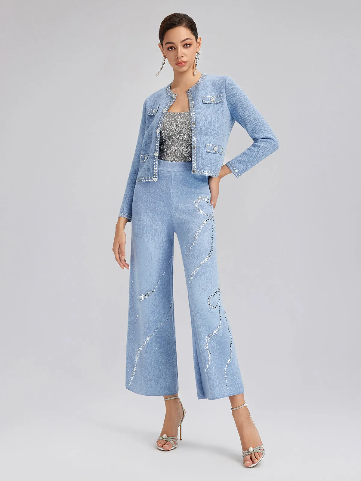 Wool Rhinestone-Embellished Jacquard Stretch Pants sold by Rich Radi Q's product image thumbnail 2