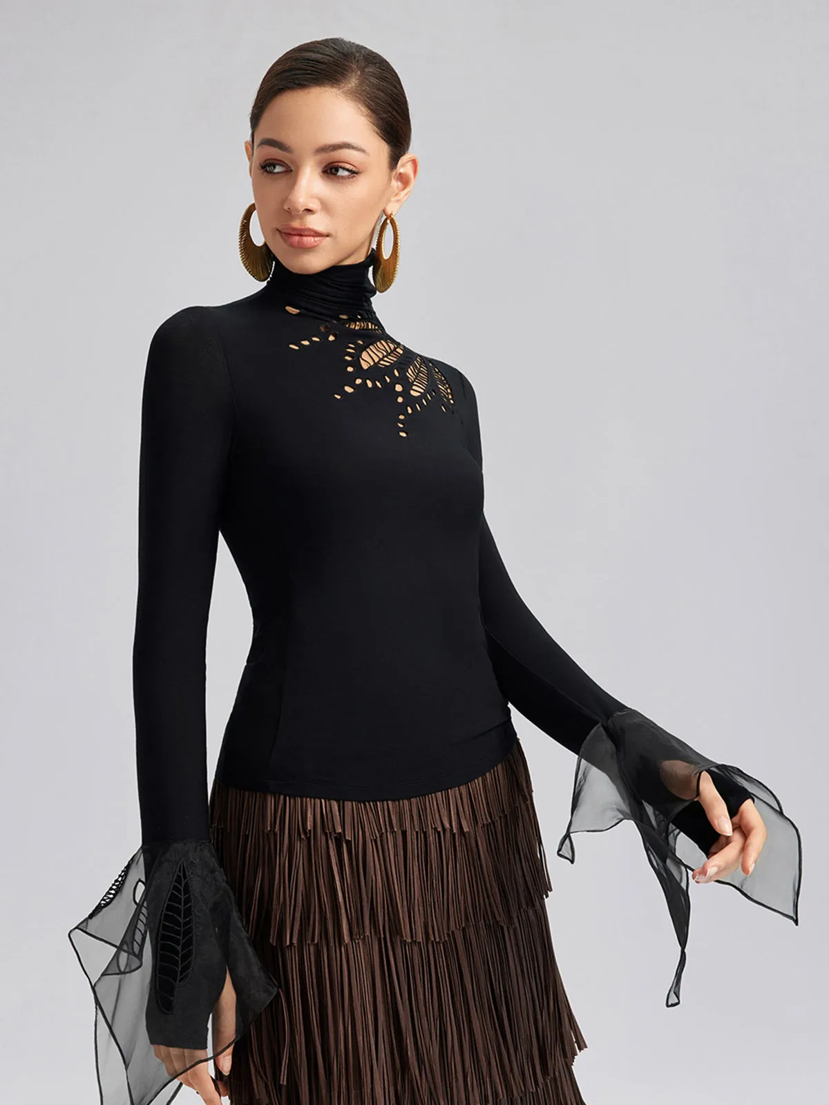 Cutout Stretch Mesh-Dotted Top sold by Rich Radi Q's product image thumbnail 3