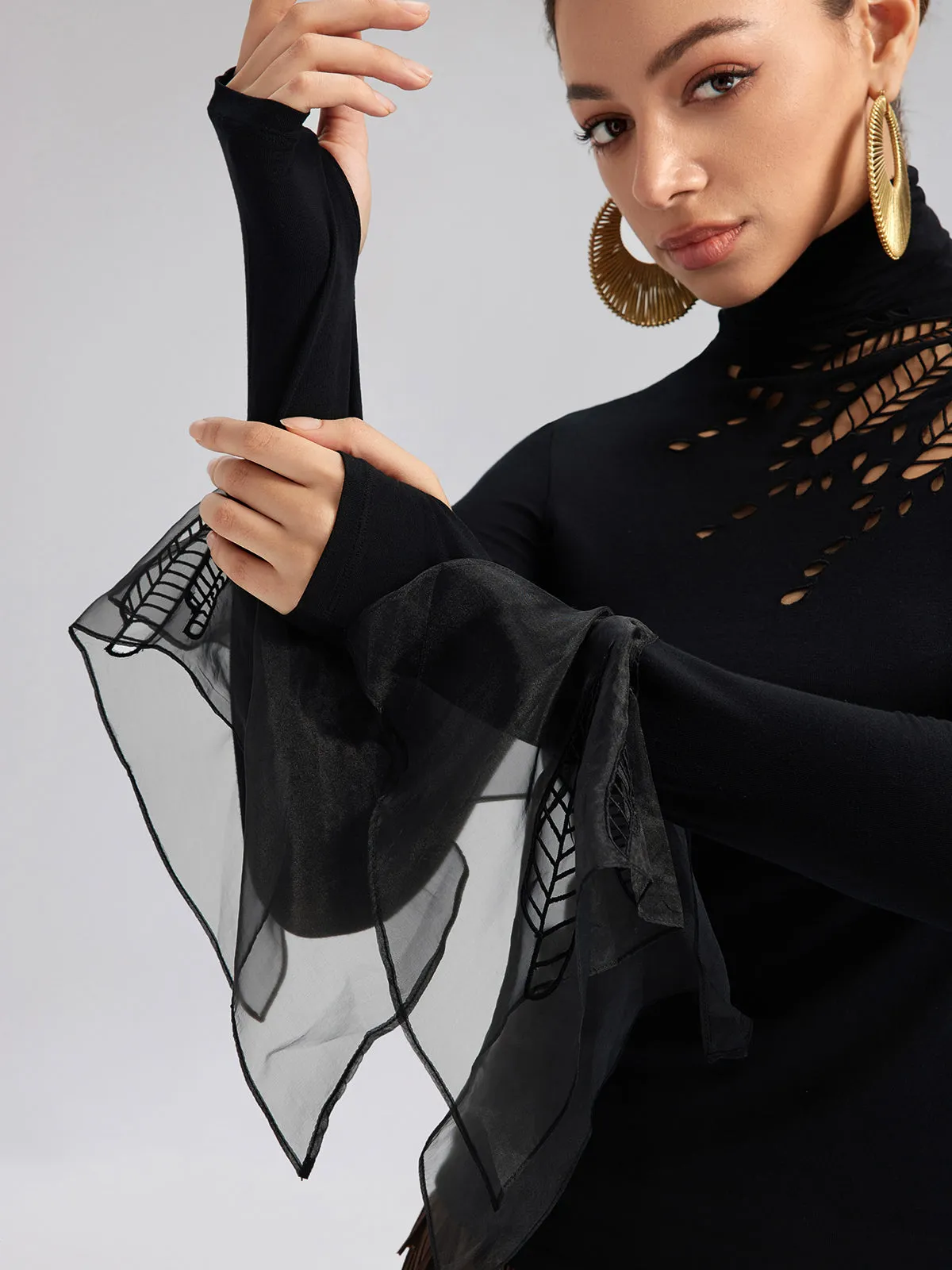 Cutout Stretch Mesh-Dotted Top sold by Rich Radi Q's product image thumbnail 5