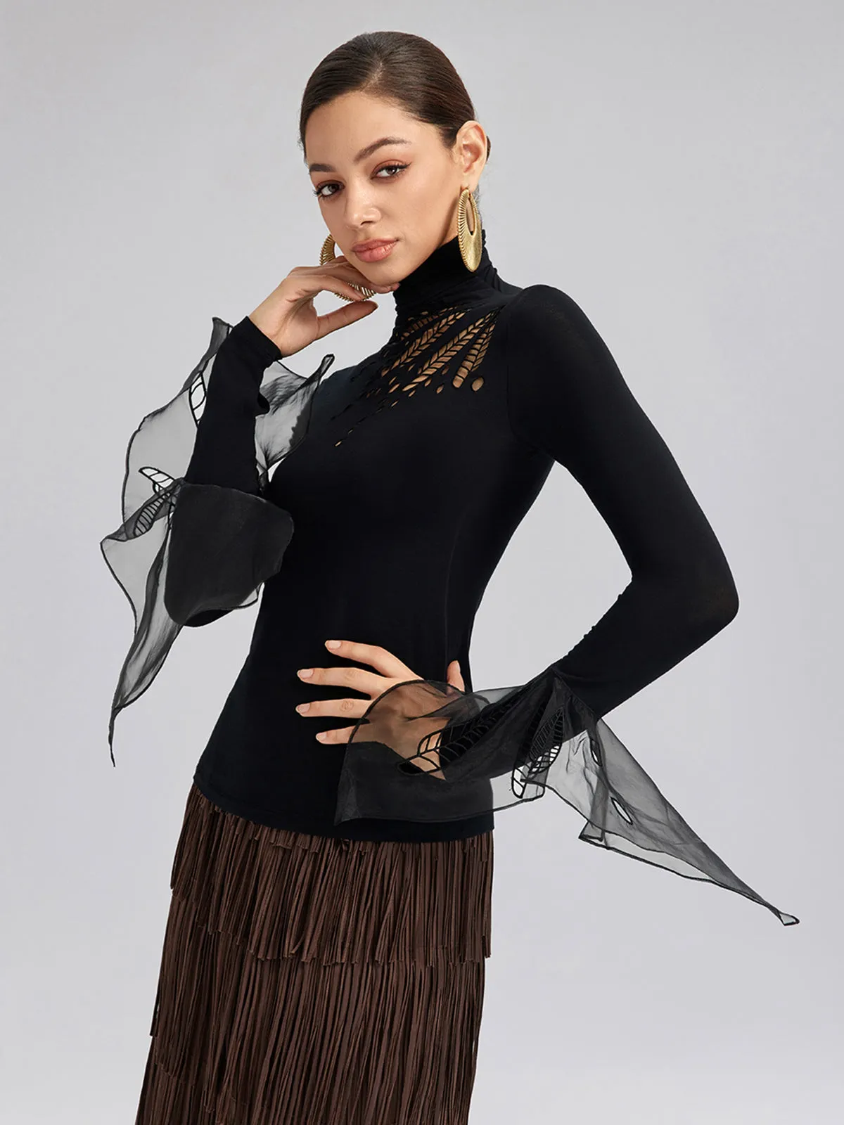 Cutout Stretch Mesh-Dotted Top sold by Rich Radi Q's product image thumbnail 4