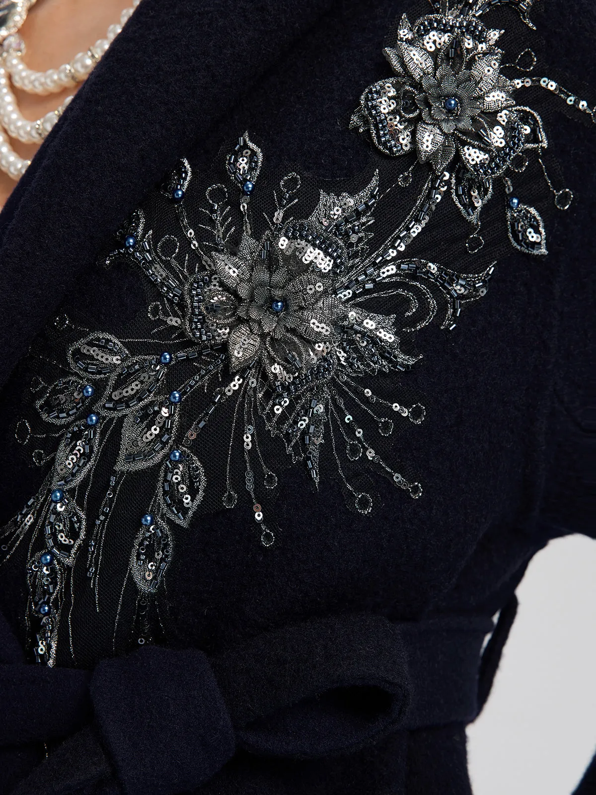 Sequin-Embroidered Double-Faced Wool Hooded Coat sold by Rich Radi Q's product image thumbnail 3
