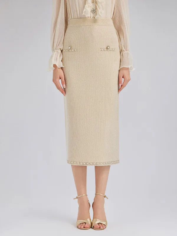 Rhinestone Beaded Stretch Knit Skirt sold by Rich Radi Q's