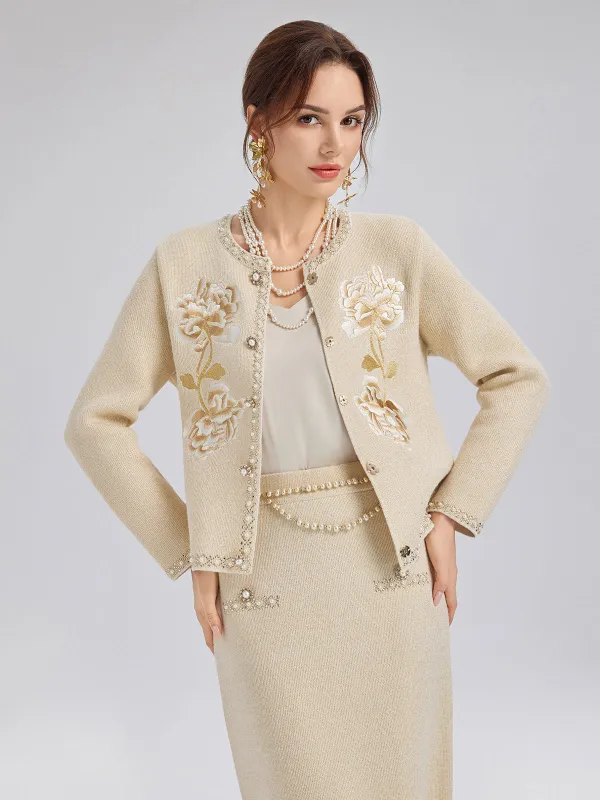 Rhinestone Beaded Embroidered Knit Cardigan sold by Rich Radi Q's
