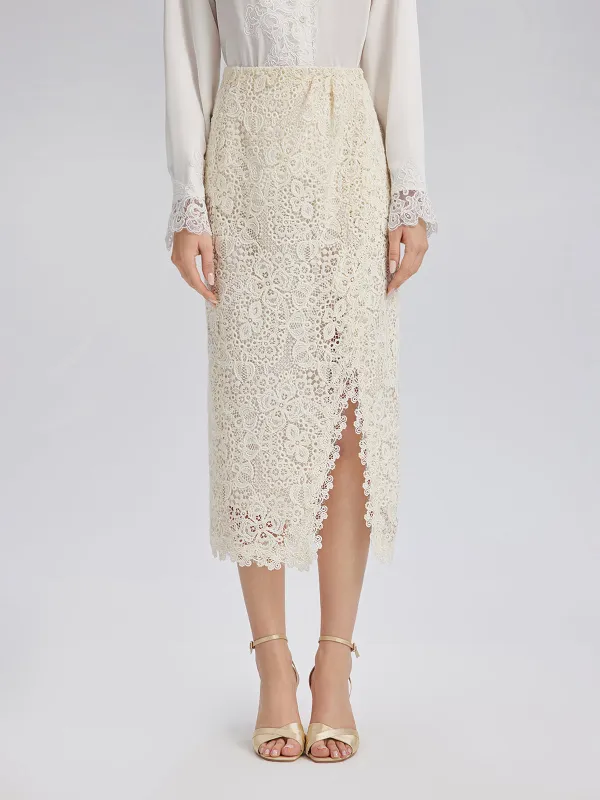 Intricate Embroidered Lace Slit Skirt sold by Rich Radi Q's