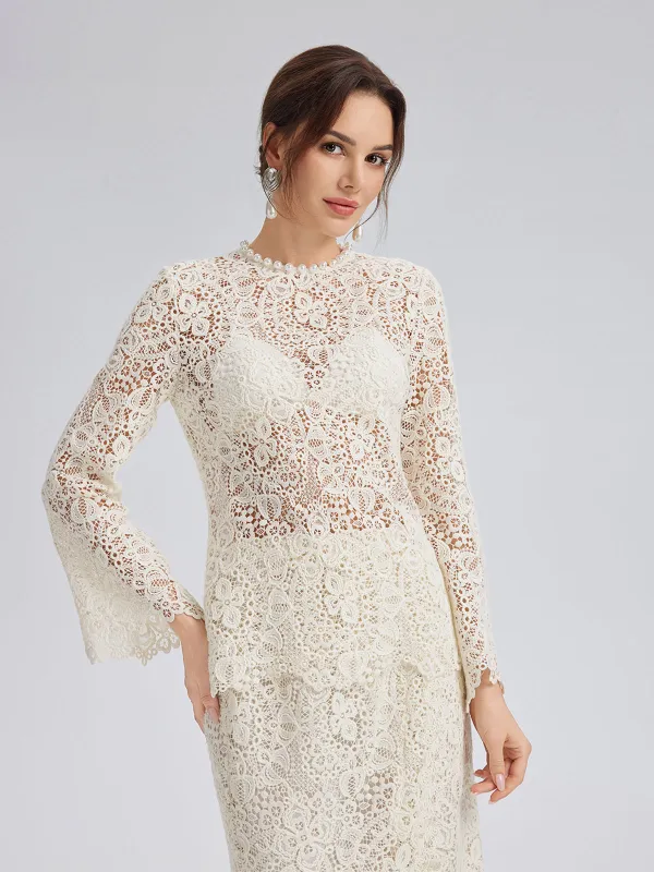 Intricate Embroidered Lace Pearl Top sold by Rich Radi Q's