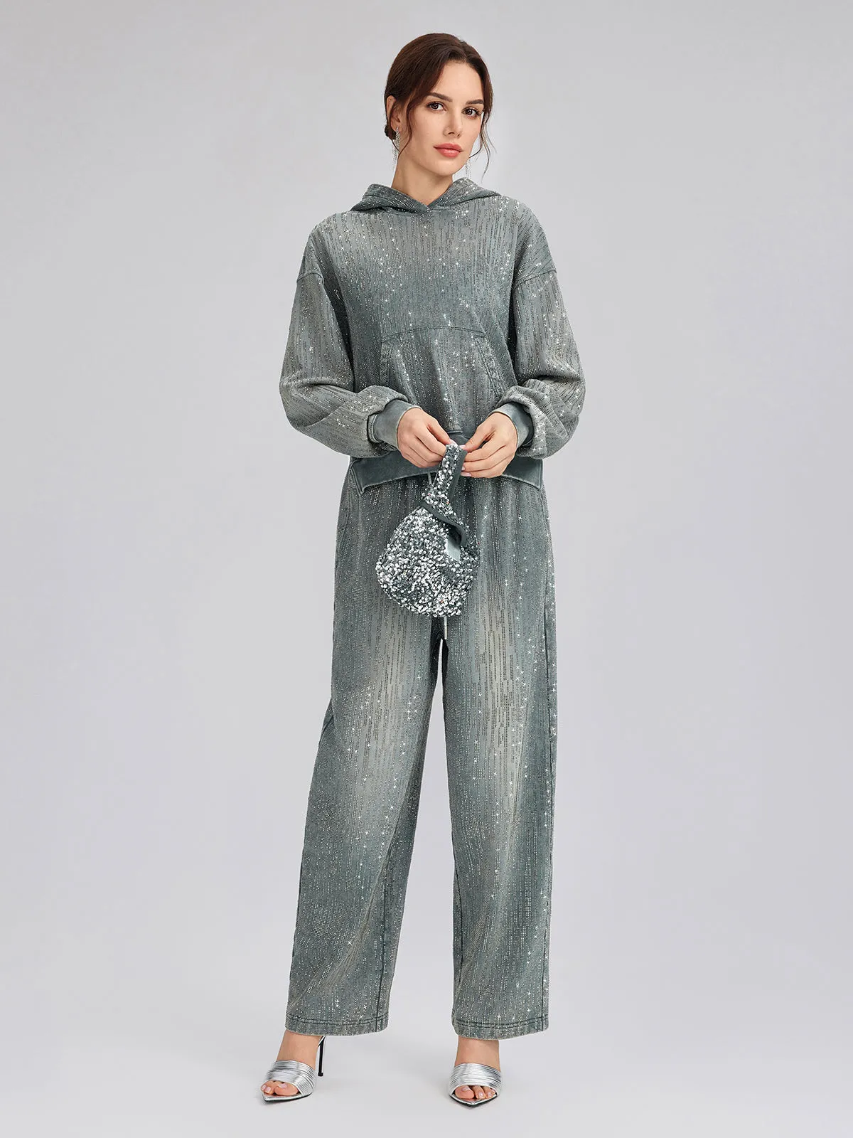 Denim-Inspired Rhinestones Embellished Sweatpants sold by Rich Radi Q's product image thumbnail 2
