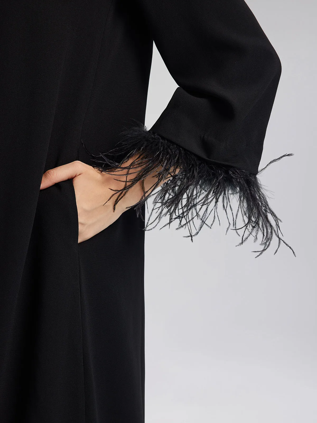 Luxurious Black Feather-Trimmed Dress sold by Rich Radi Q's product image thumbnail 5