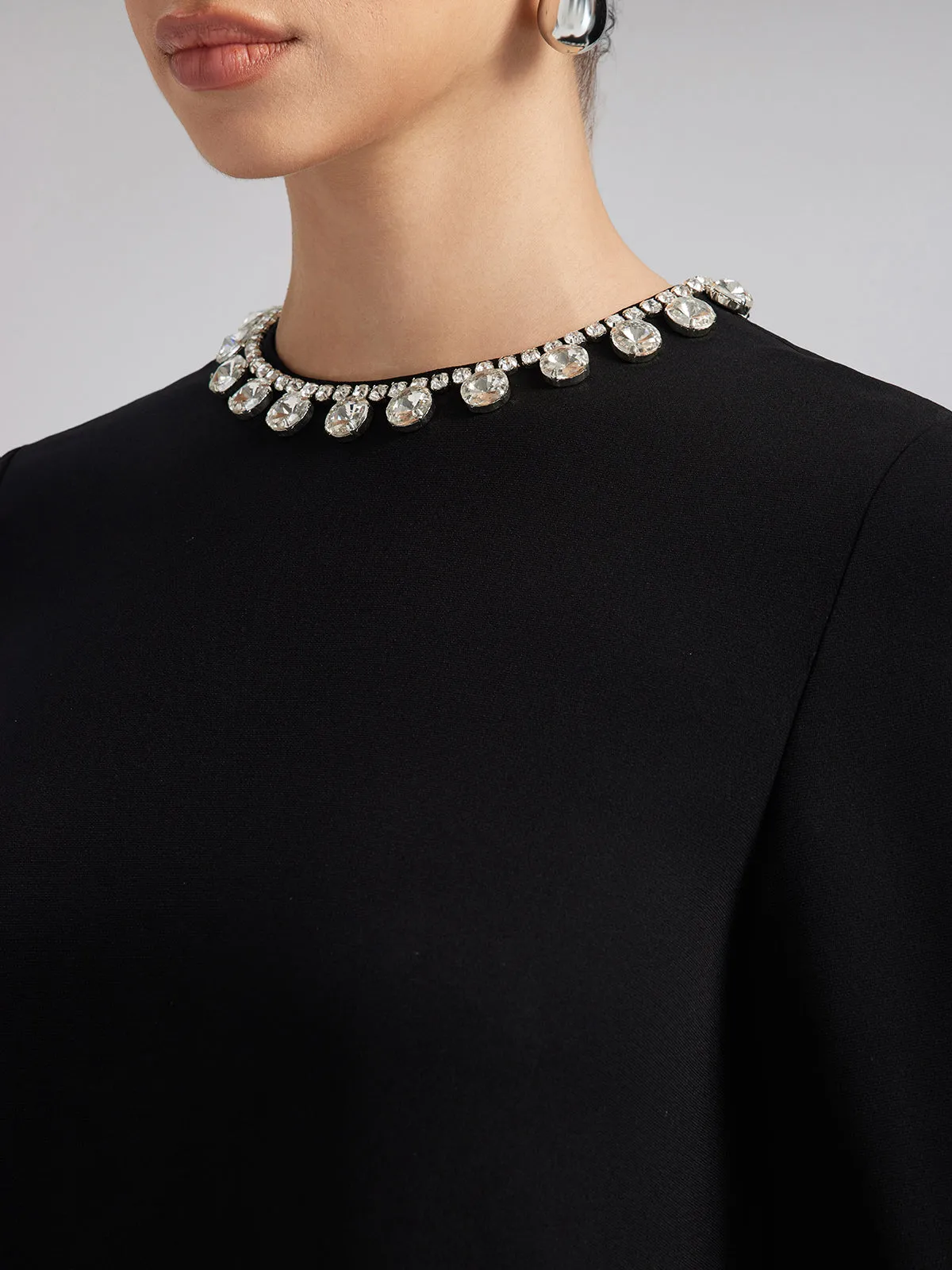 Luxurious Black Feather-Trimmed Dress sold by Rich Radi Q's product image thumbnail 4