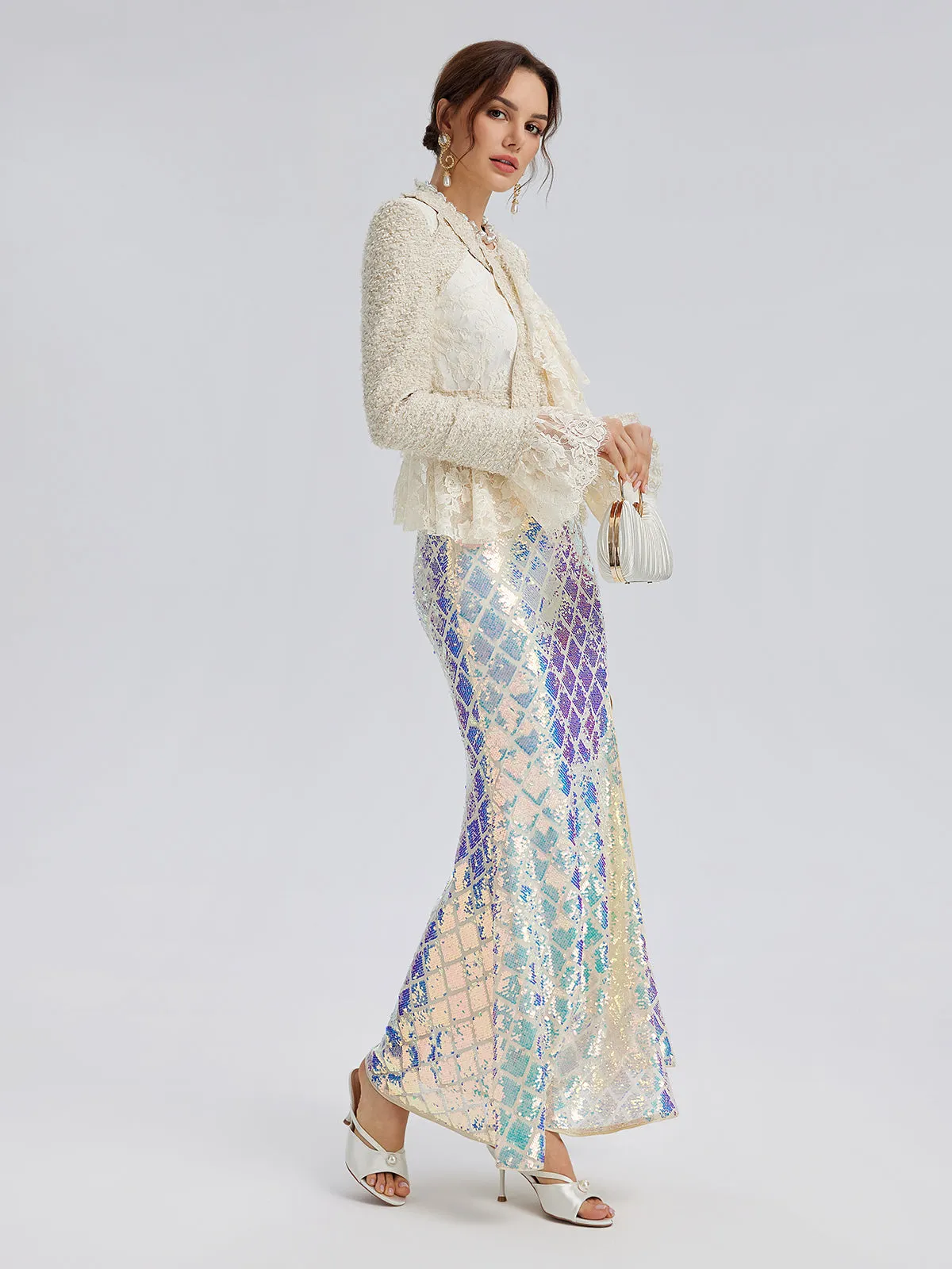 Iridescent Sequin Front-Slit Mermaid Skirt sold by Rich Radi Q's product image thumbnail 3