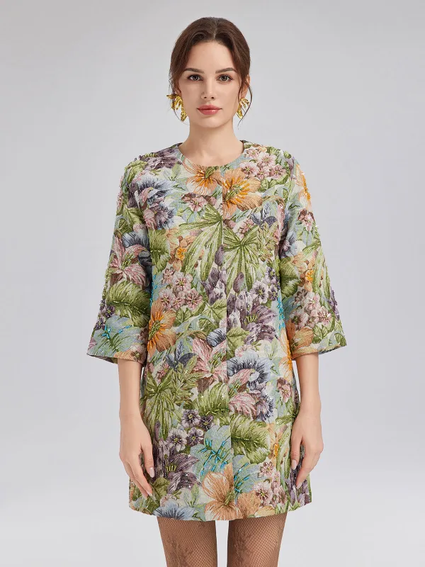 Hand-Beaded 3D Floral H-Line Jacket sold by Rich Radi Q's