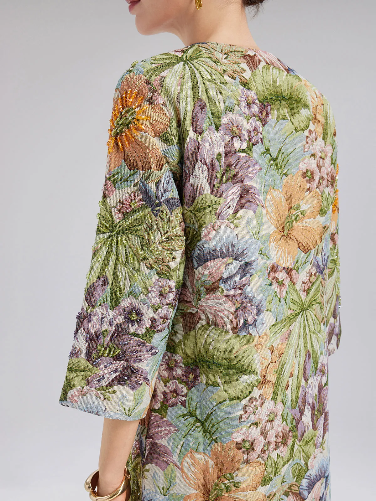 Hand-Beaded 3D Floral H-Line Jacket sold by Rich Radi Q's product image thumbnail 3