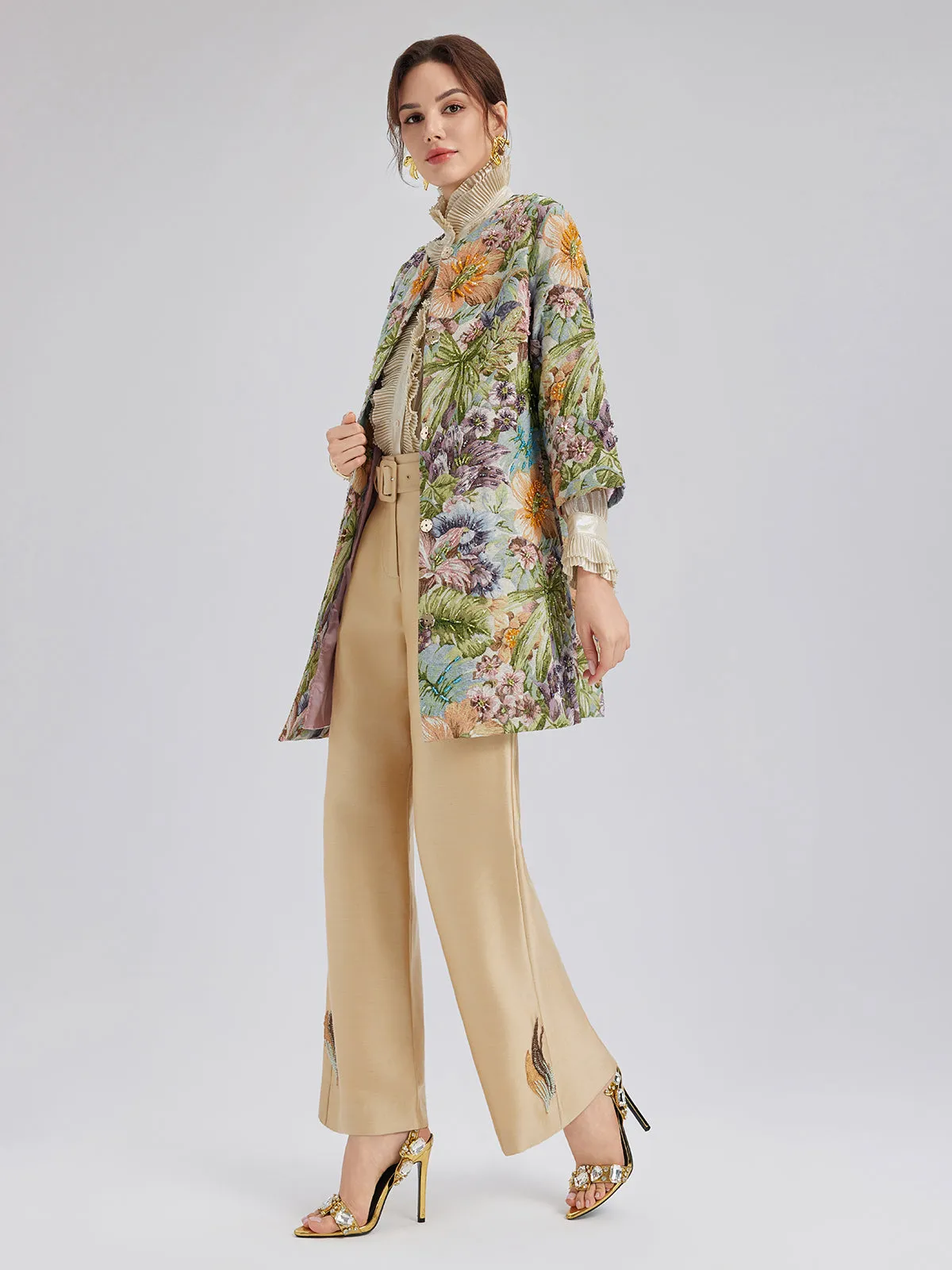 Hand-Beaded 3D Floral H-Line Jacket sold by Rich Radi Q's product image thumbnail 5