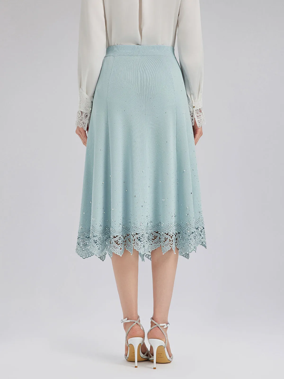 Rhinestone Lace Knit Elasticated Skirt sold by Rich Radi Q's product image thumbnail 3