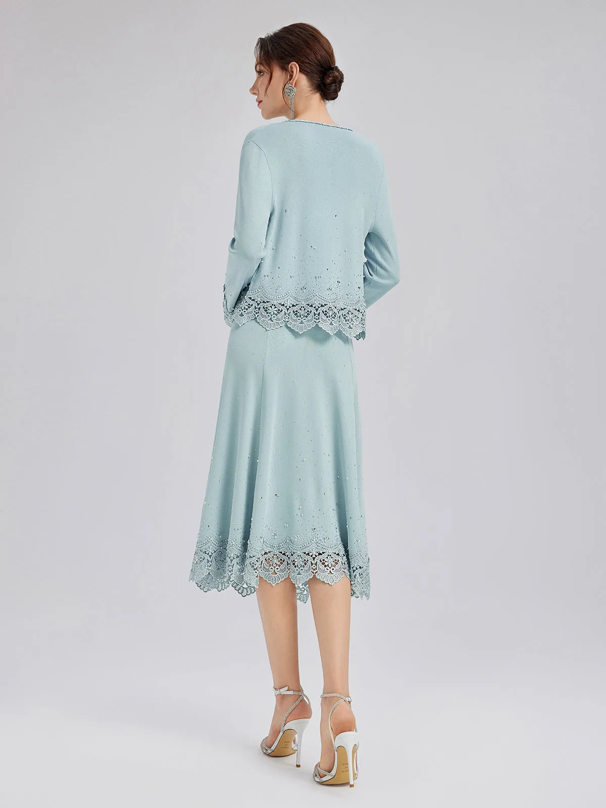 Rhinestone Lace Knit Elasticated Skirt sold by Rich Radi Q's product image thumbnail 5