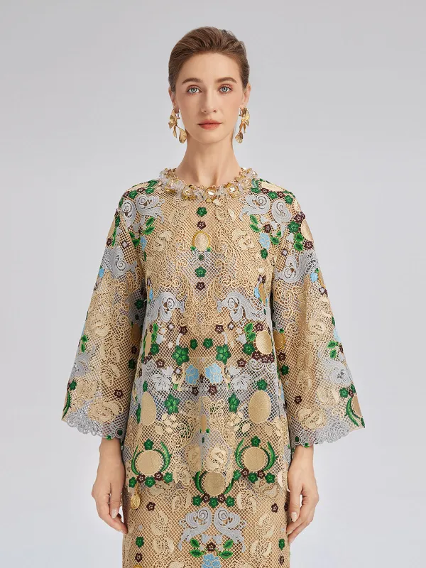 Bohemian Embroidered Floral Hand-Beaded Top sold by Rich Radi Q's