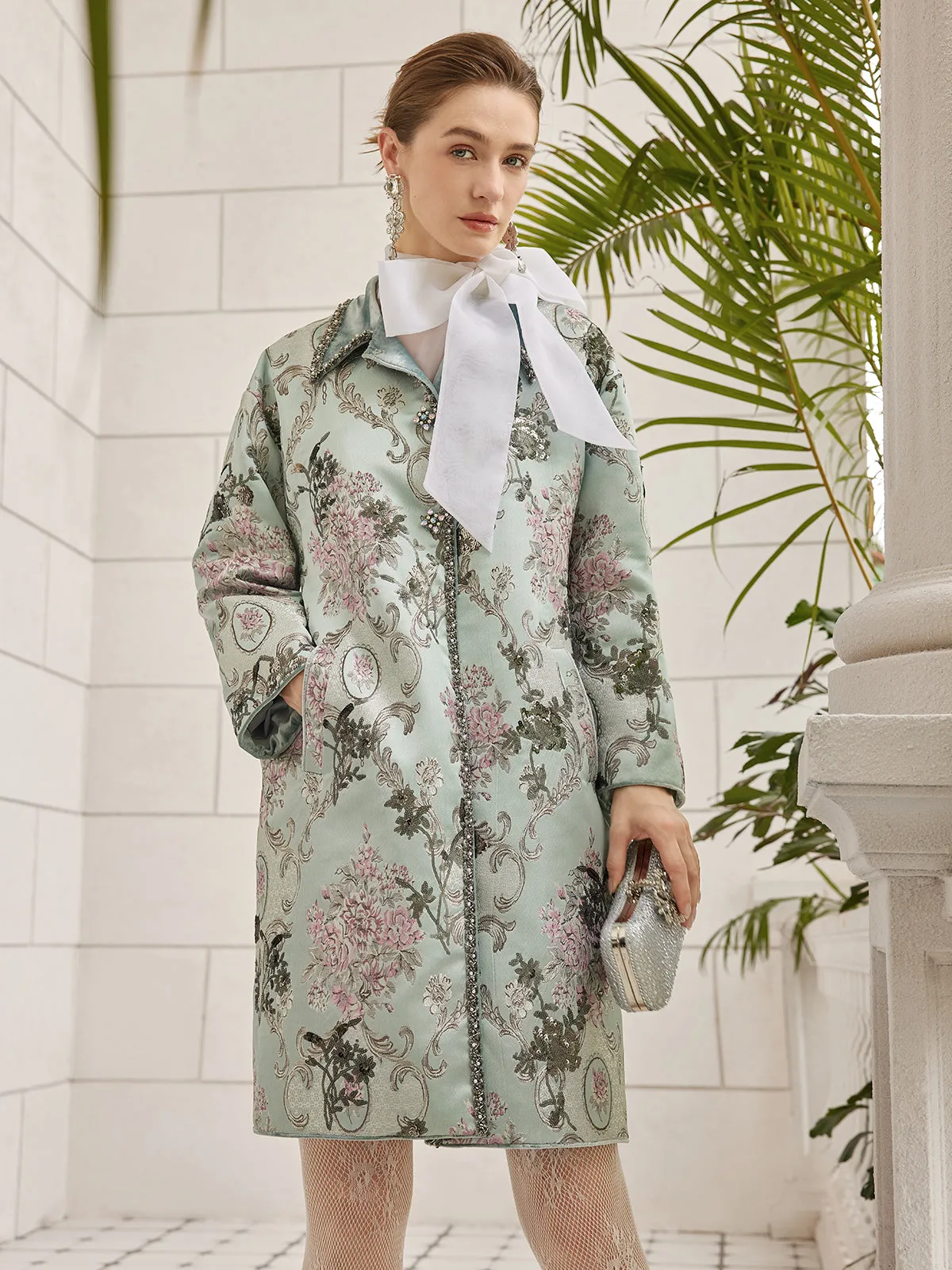 Hand-Beaded Sequined Floral Jacquard Jacket sold by Rich Radi Q's product image thumbnail 2