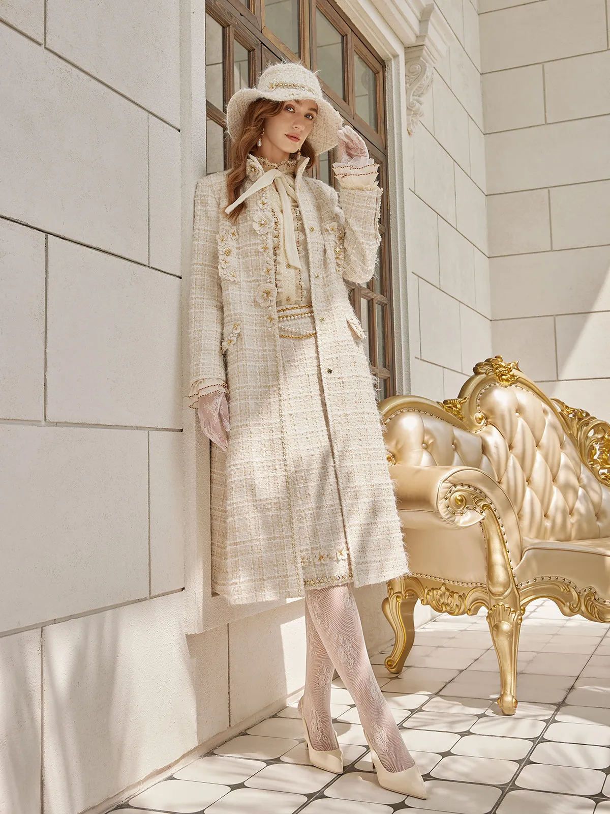 Two-Tone Check Tweed Hand-Beaded Floral Coat sold by Rich Radi Q's product image thumbnail 2