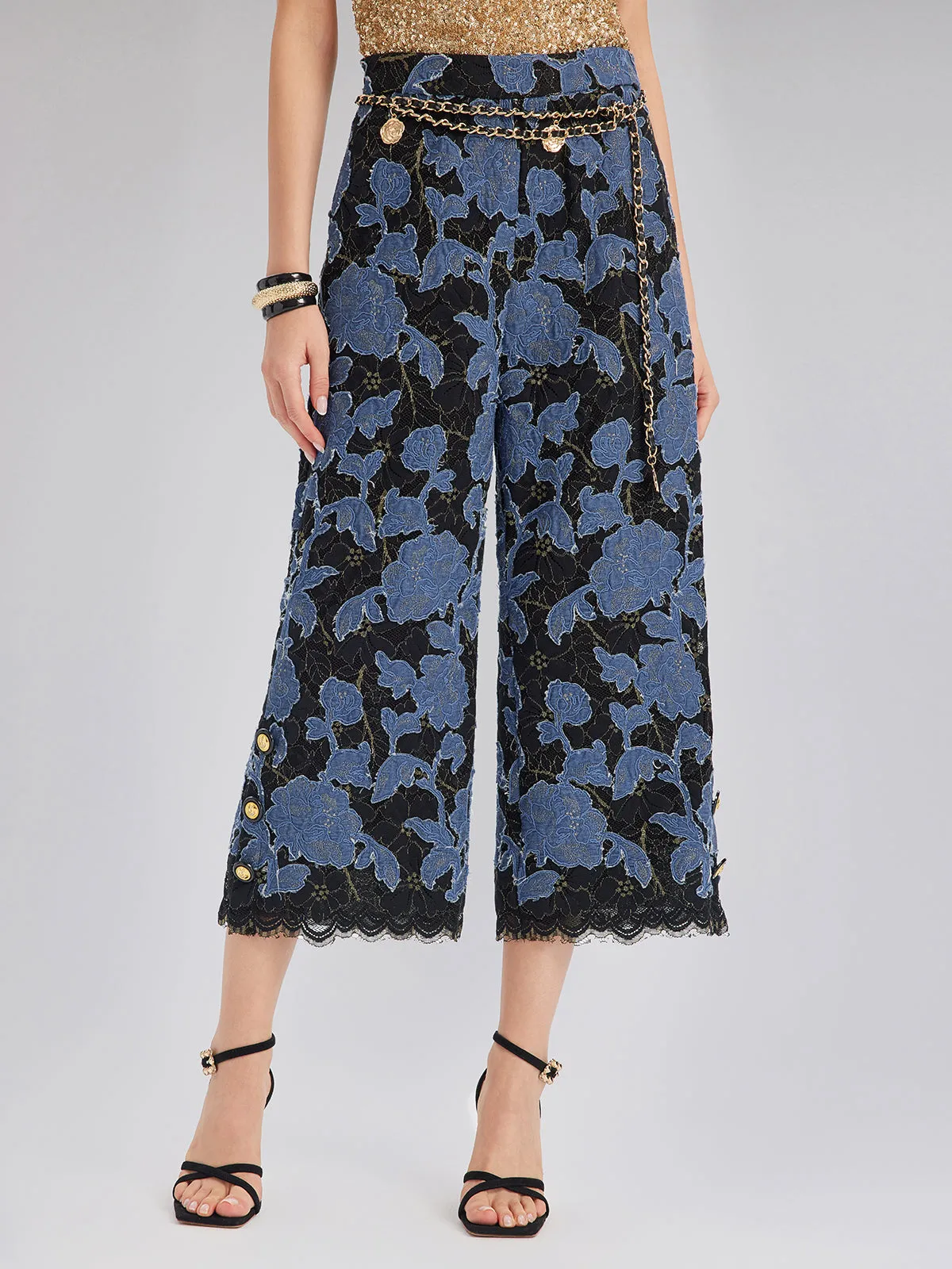 Hand-Sewn Ribbon Jacquard Lace Wide-Leg Pants sold by Rich Radi Q's product image thumbnail 2