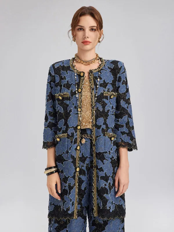 Hand-Sewn Ribbon Jacquard Lace Jacket sold by Rich Radi Q's