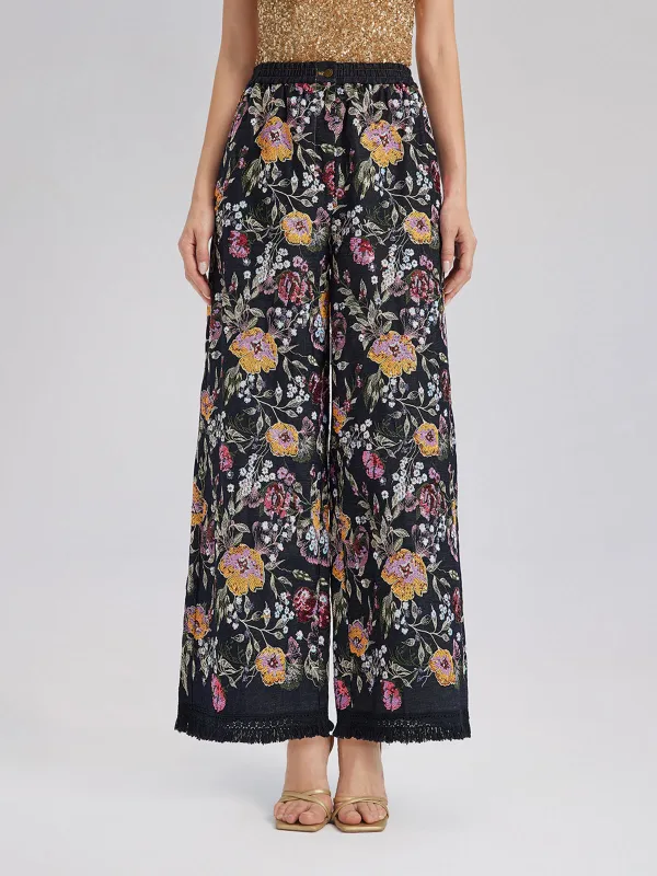 Sequin-Embroidered Denim Raw-Edge Pants sold by Rich Radi Q's