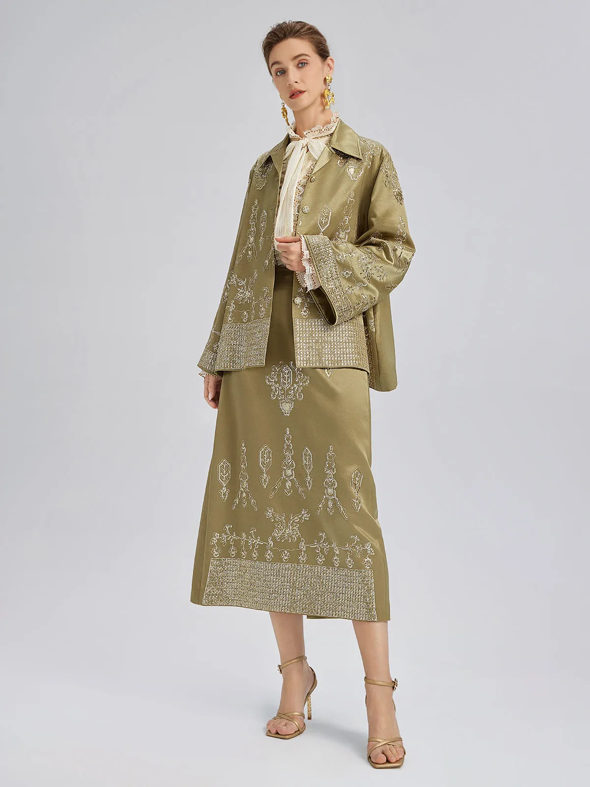 Lustrous Embroidered Floral A-Line Skirt sold by Rich Radi Q's product image thumbnail 2